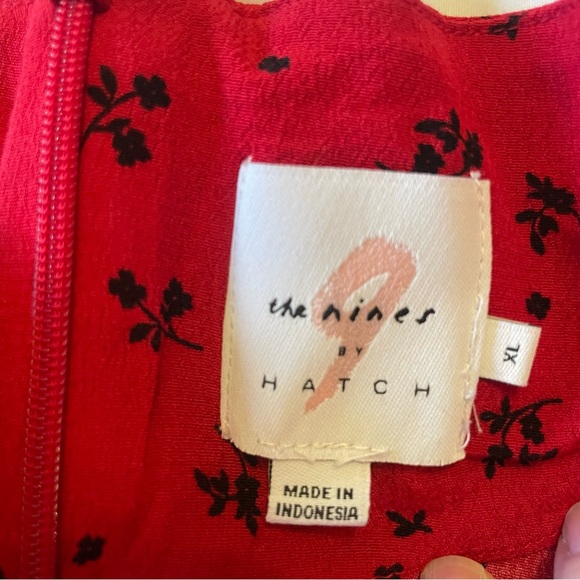 The Nines By Hatch Long Sleeve Crepe Maternity Dress Red Floral Print Size XL - Picture 5 of 7